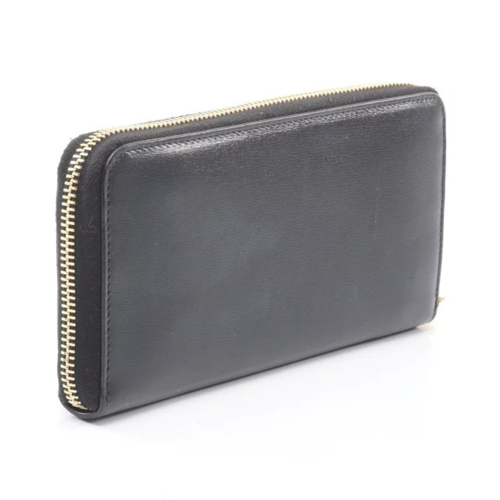 Saint Laurent Wallet Cassandra Leather Round Around Black Zip Long Paris Black